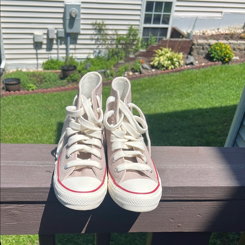 Converse Canvas Sneakers - Oatmeal Cream and Red
